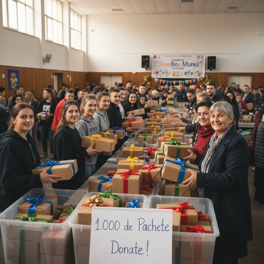 Aproximativ 1.000 de cadouri oferite copiilor prin campania „ShoeBox Mureș” la Târgu Mureș