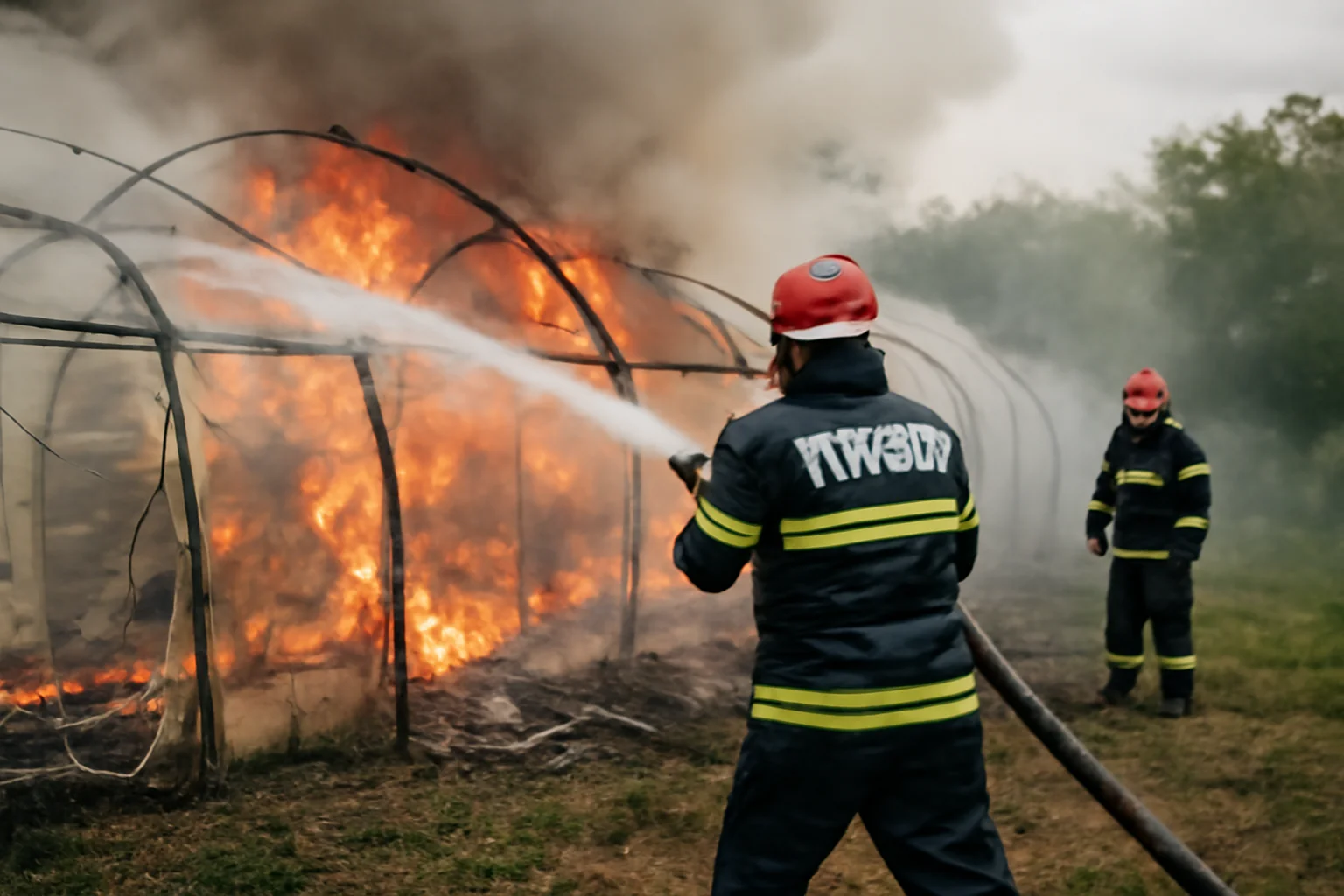 Atelier de sere mistuit de flăcări la Cerghid, intervenție a pompierilor din Târgu Mureș