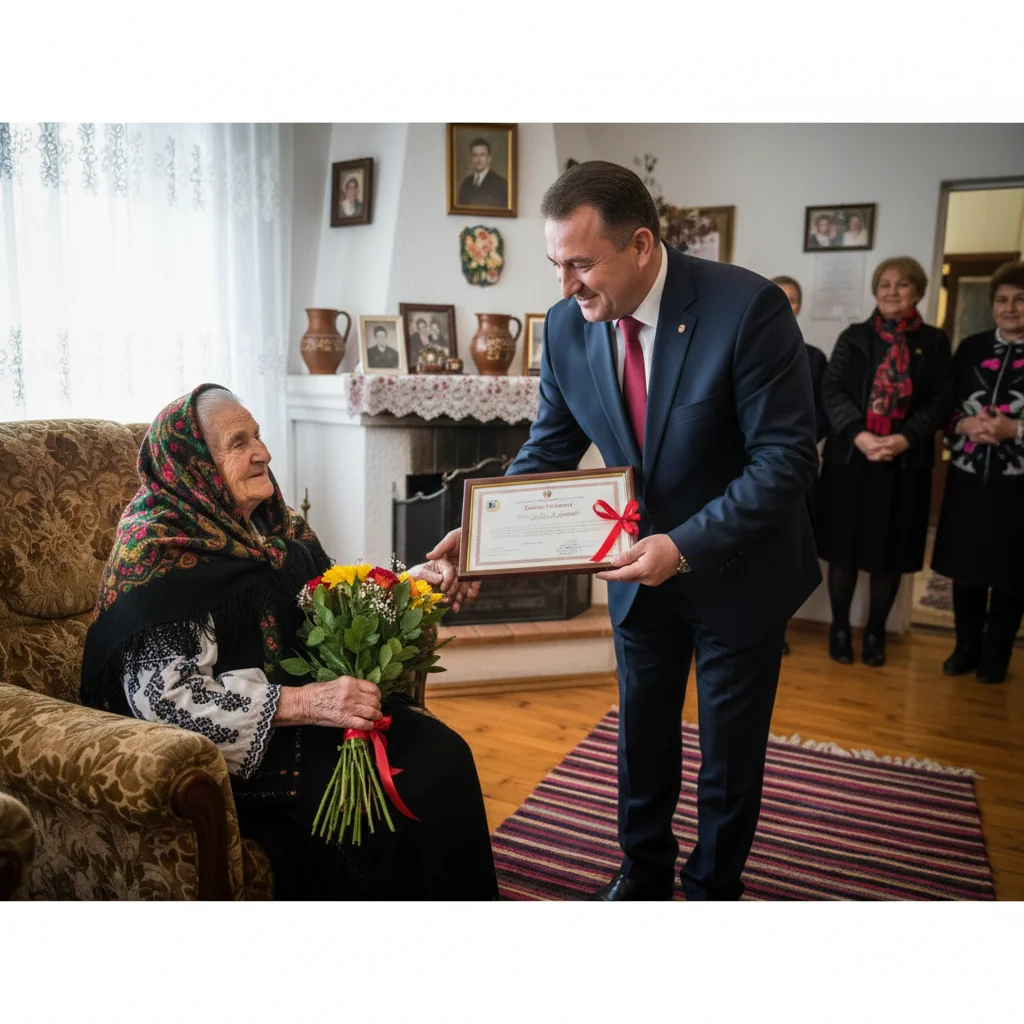 Centenară din Luduș felicitată oficial de primar, eveniment relatat la Târgu Mureș