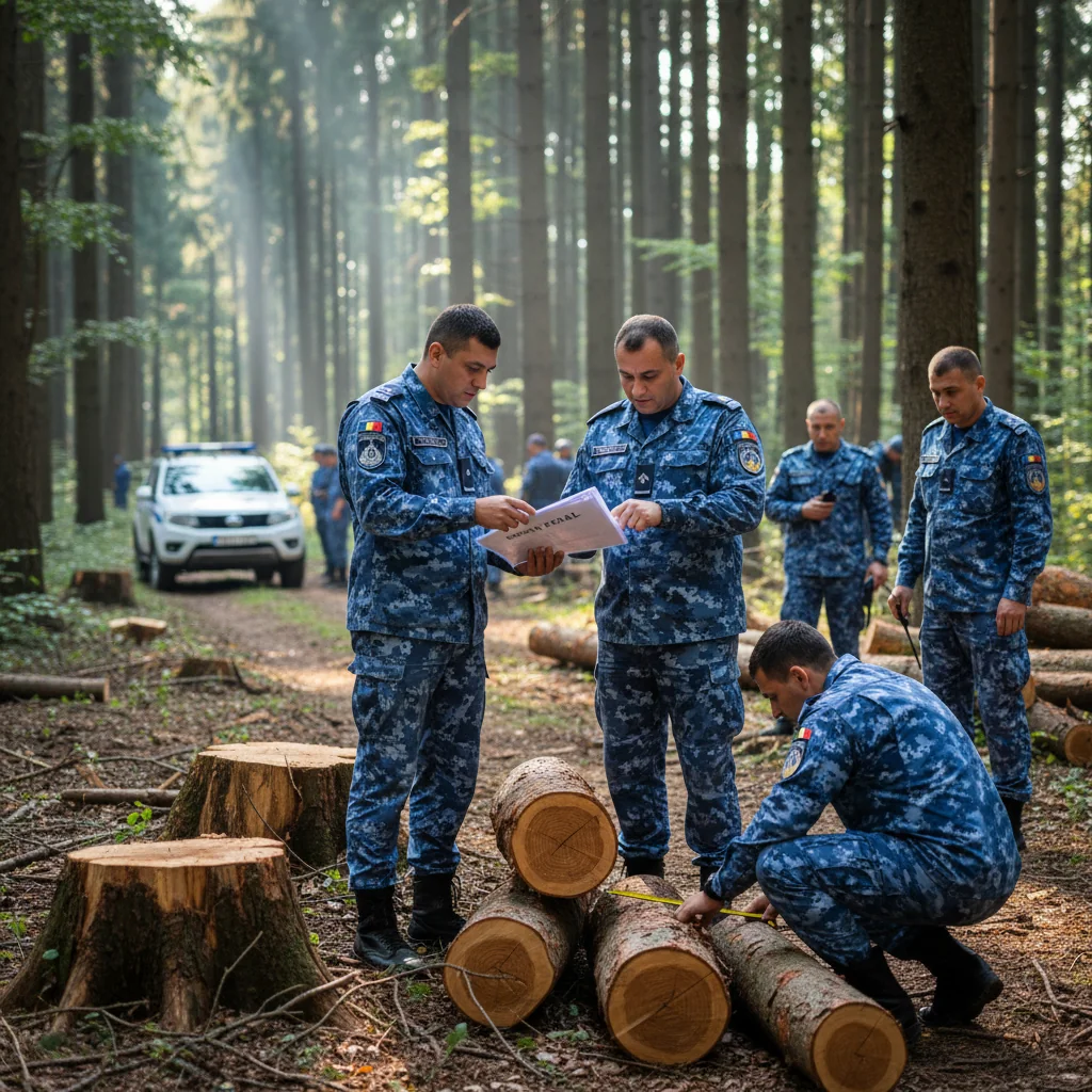 Dosar penal pentru tăiere ilegală de arbori, anunțat de Jandarmeria Mobilă din Târgu Mureș