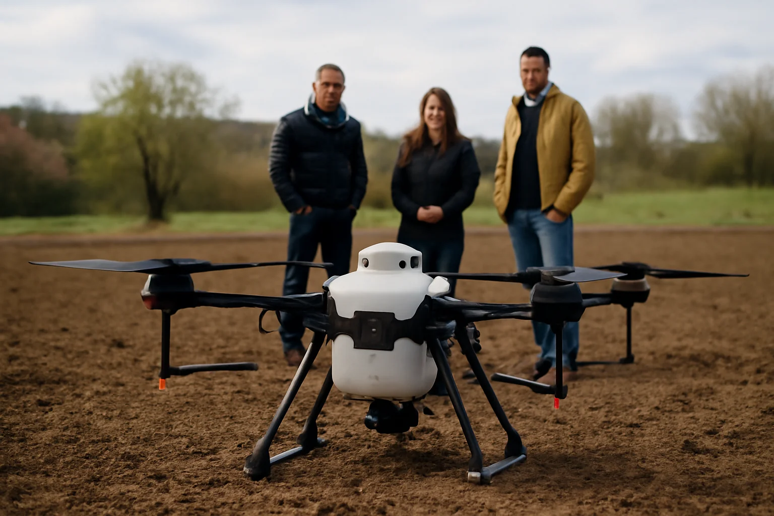 Dronă agricolă DJI de ultimă generație, prezentată lângă Târgu Mureș în fața fermierilor din județ