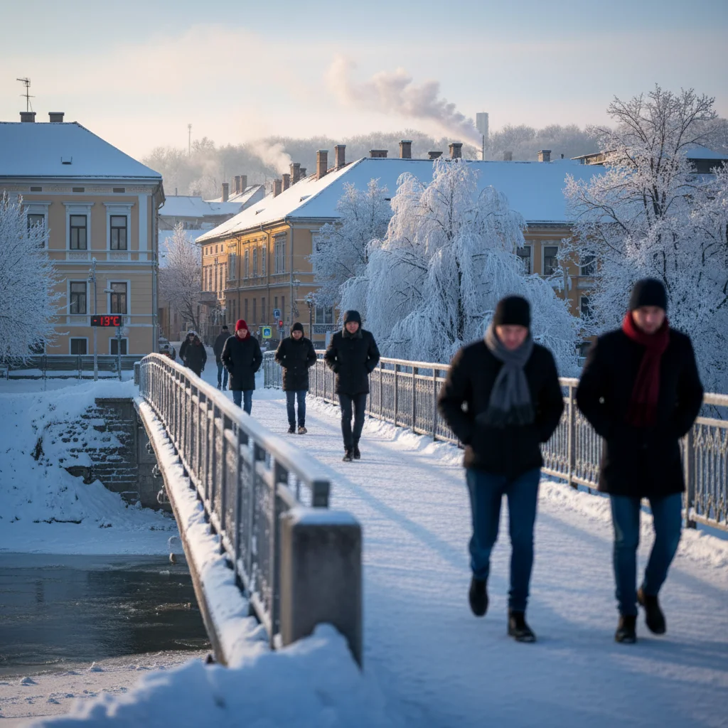 Ger sever în Târgu Mureș: dimineață cu -13°C în estul Transilvaniei