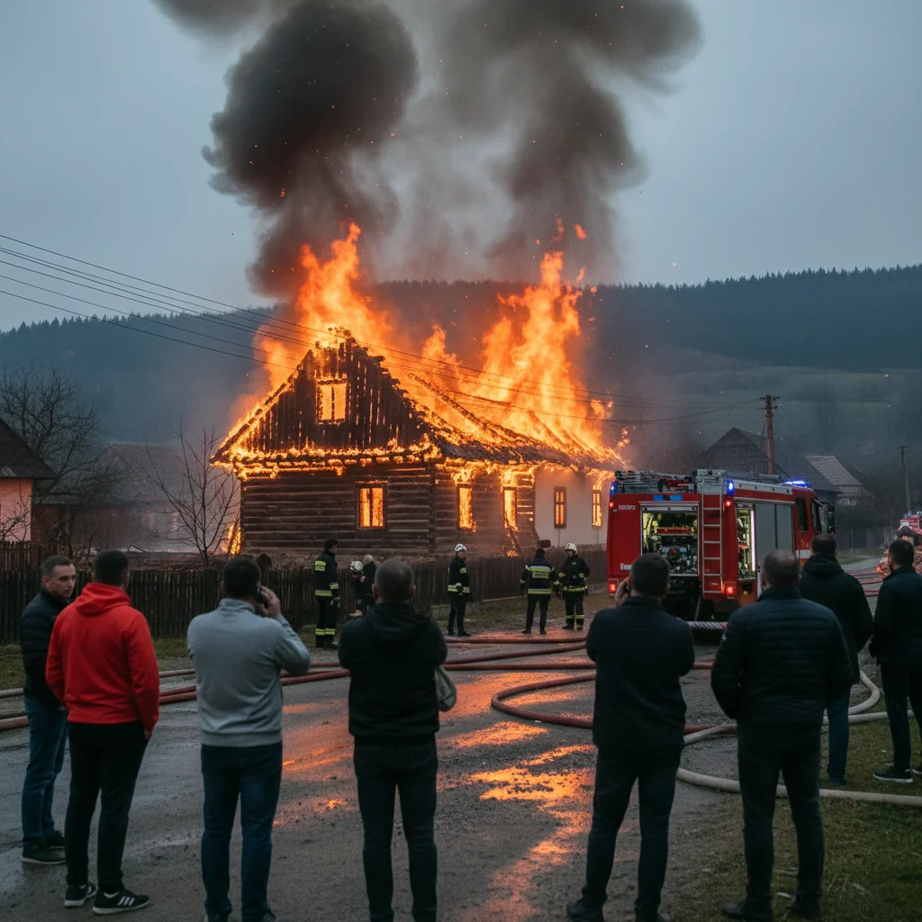 Incendiu la o casă din Ibănești, fără victime – FOTO