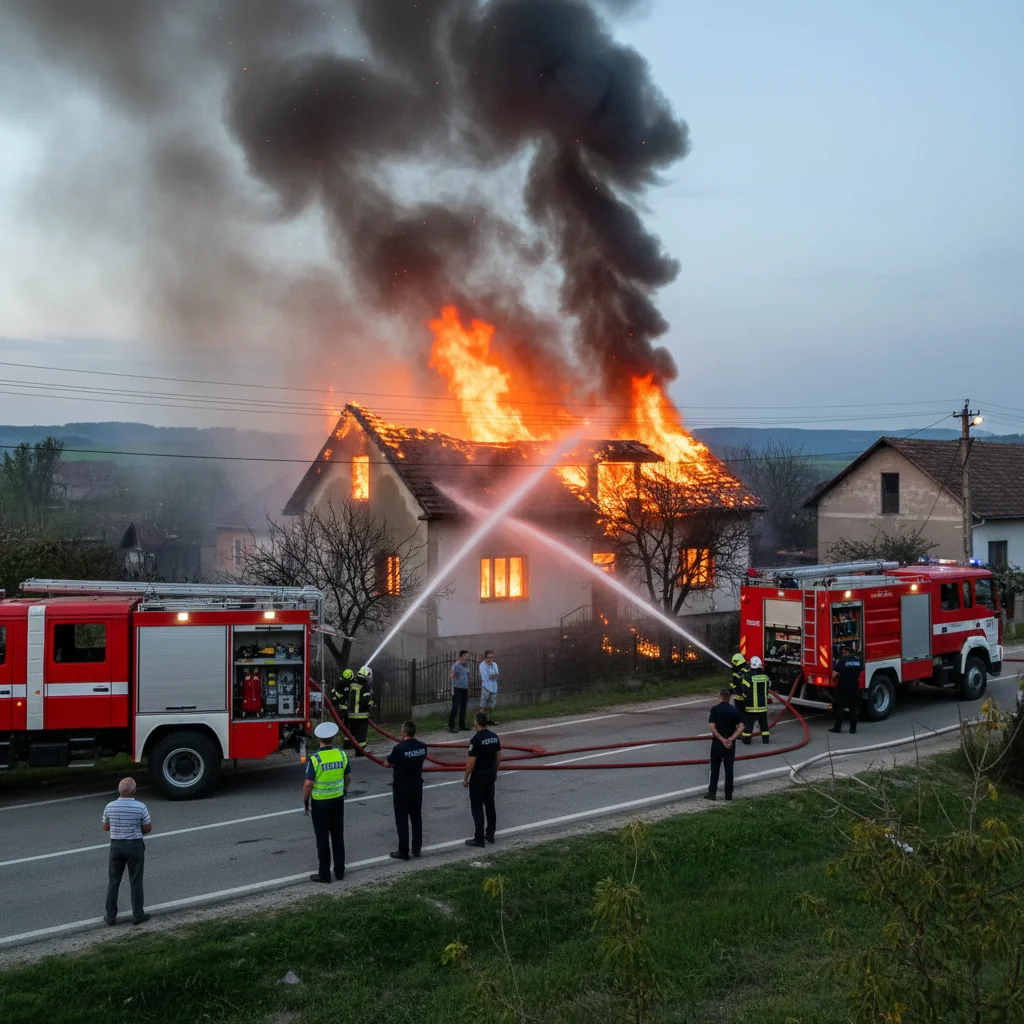 Incendiu la o locuință din Sânmărghita, comuna Sânpaul, gestionat de pompierii din Târgu Mureș