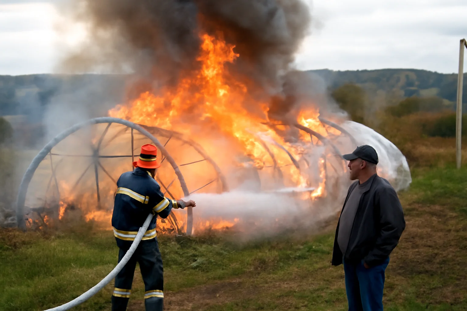 Incendiu la un atelier de sere din Cerghid, gestionat de pompierii din Târgu Mureș