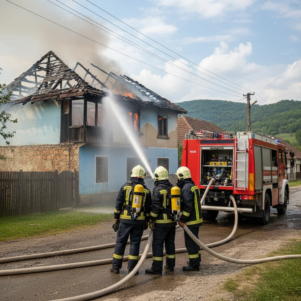 Intervenție a pompierilor la Hădăreni, comuna Chețani, anunțată de ISU Mureș