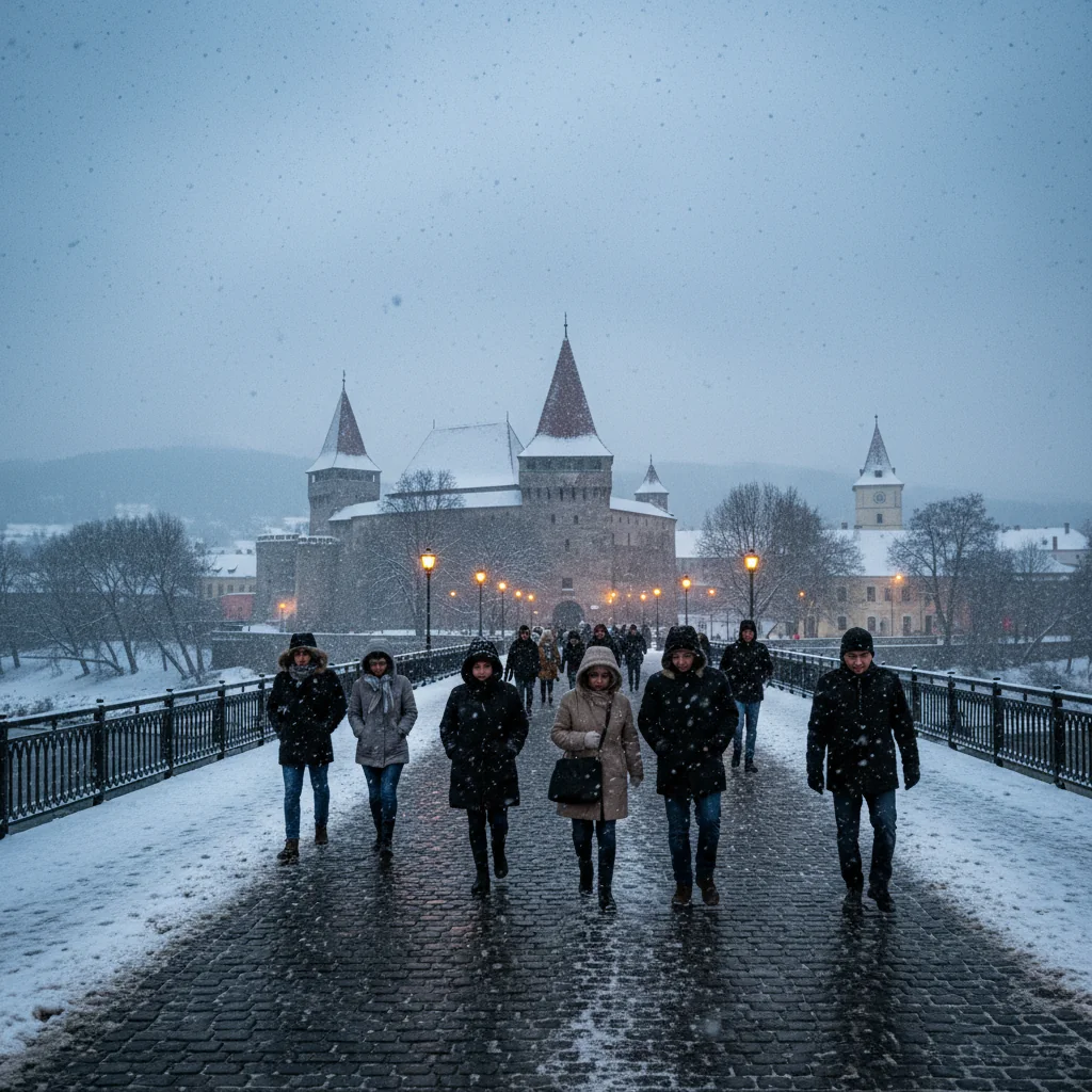Ninsori slabe și ger la final de an în Târgu Mureș pe 30 decembrie 2025