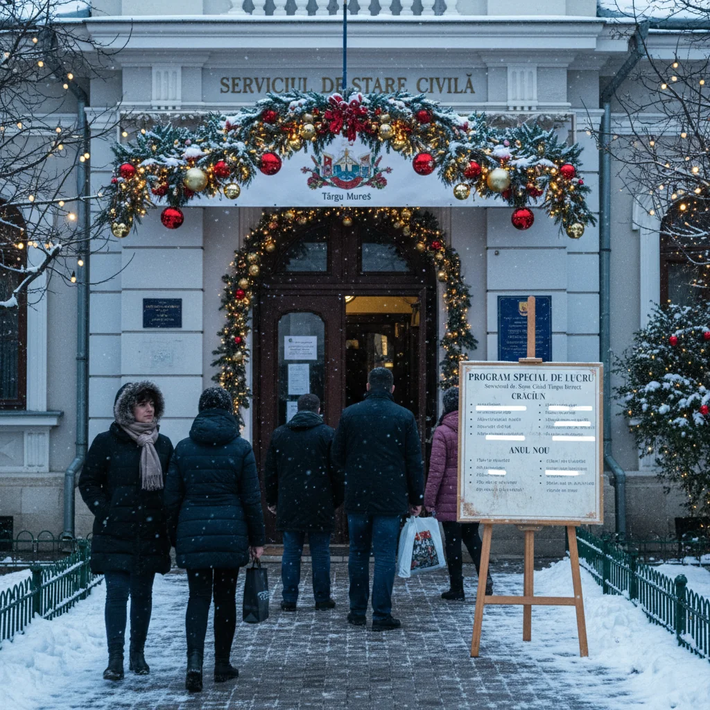 Program de sărbători la Starea Civilă Târgu Mureș pentru Crăciun și Anul Nou
