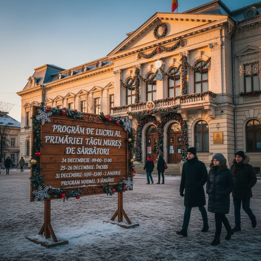 Program special de sărbători la Primăria Târgu Mureș: orarul cu publicul în perioada 24 decembrie – 8 ianuarie