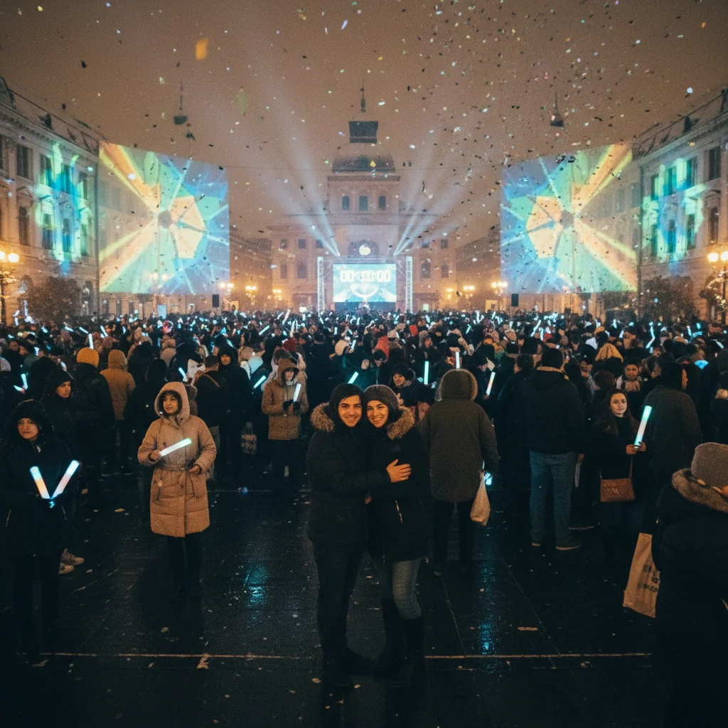 Revelion 2025 în Piața Victoriei din Târgu Mureș, marcat de un spectacol de lumini fără artificii clasice