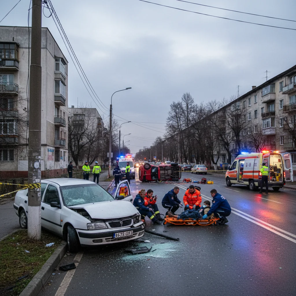 Șase persoane rănite într-o coliziune între două autoturisme pe strada Barajului din Târgu Mureș