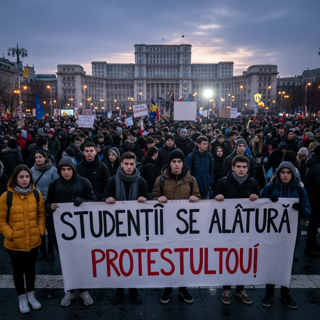 Studenții participă la protestul de diseară din Piața Victoriei
