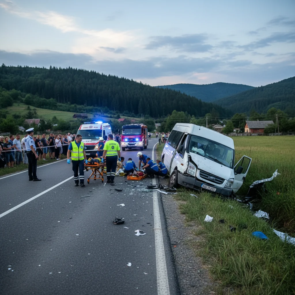 Un microbuz implicat într-un accident la Valea Sânpetru, Târgu Mureș: 11 persoane au ajuns la spital