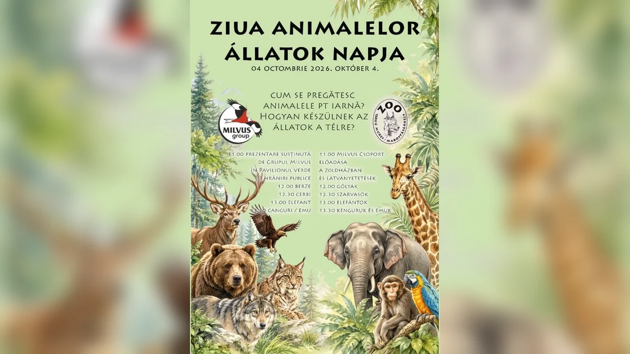 Ziua Mondială a Animalelor la Zoo Târgu Mureș: program pe 4 octombrie, cu Milvus și hrăniri publice